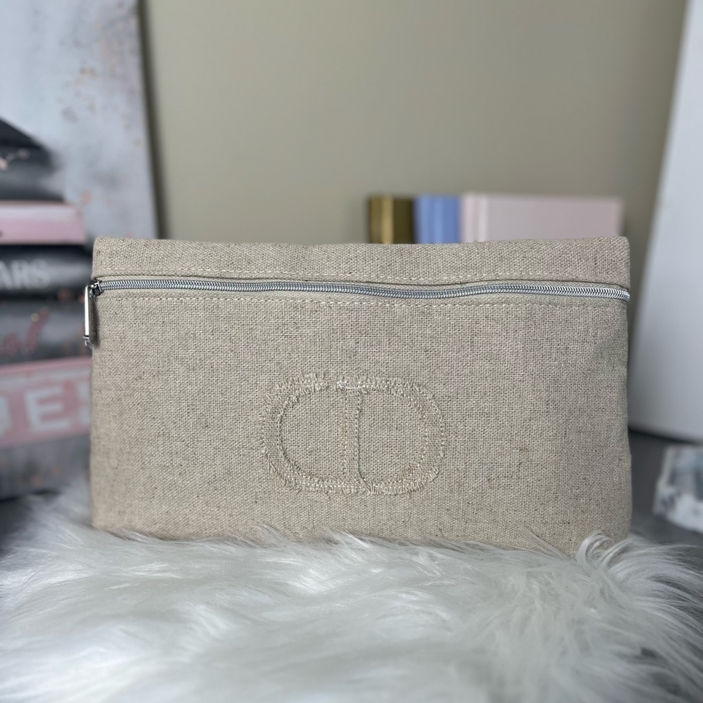 NWOT Dior Linen Beaute Cosmetic Travel Pouch
